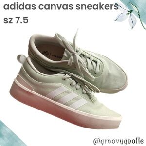 adidas Mint Green and White Canvas Sneakers